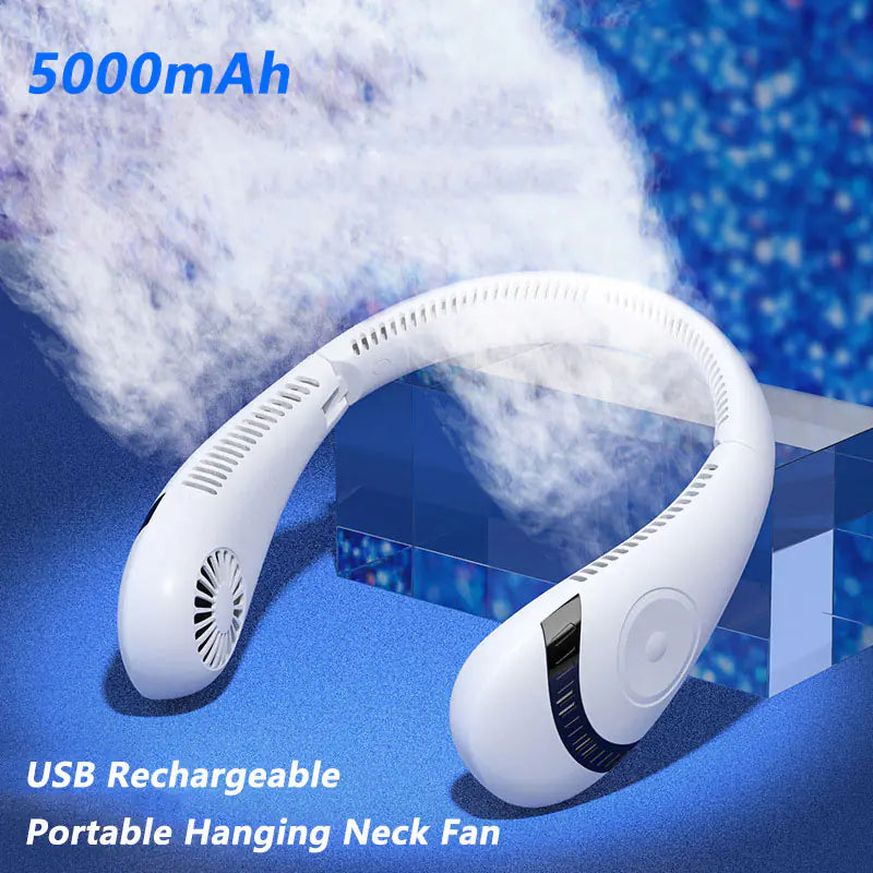 Portable 5000mAh Hanging Neck Fan Foldable Summer