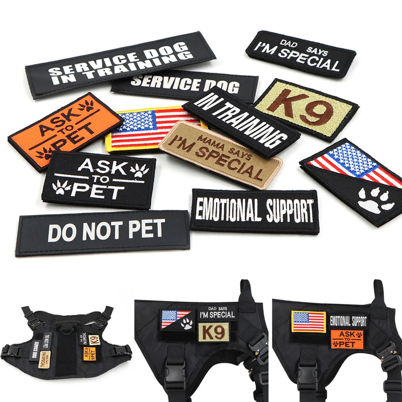 K9 Tactical Patch Bundle For Dog Vest Harness Collar Personalized Patches Tags Sticker Label Custom Name ID Sticker