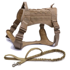 Nylon Tactical Dog Harness With Handle and Bungee Leash For German Shepherds And Other Large Dogs